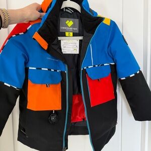 Obermeyer Kids Colorblock Jacket in Blue, Orange, Red and Black